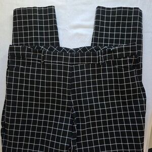 Worthington Slim Fit Pants Womens 14 Tall Black White Windowpane Plaid